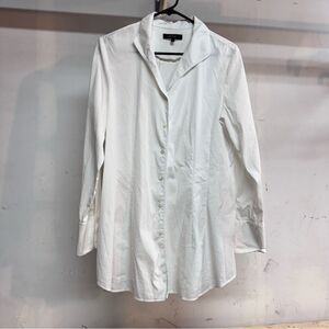 Lafayette 148 New York White Button-Up Shirt women’s size large point collar